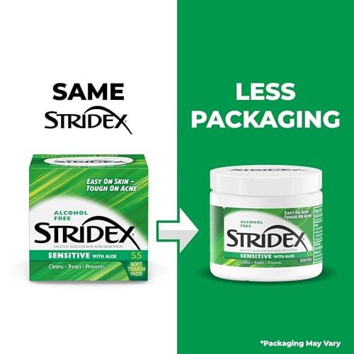 Stridex Acne Pads Sensitive With Aloe 55 Count Alcohol-Free - PrimeBioHealth - canada supplements