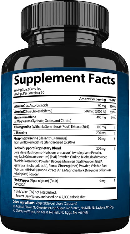 StrongVit Cortisol Supplements for Women and Men with Magnesium, Ashwagandha & L-Theanine. High Cortisol Reducer, Manager, Detox, - PrimeBioHealth - canada supplements