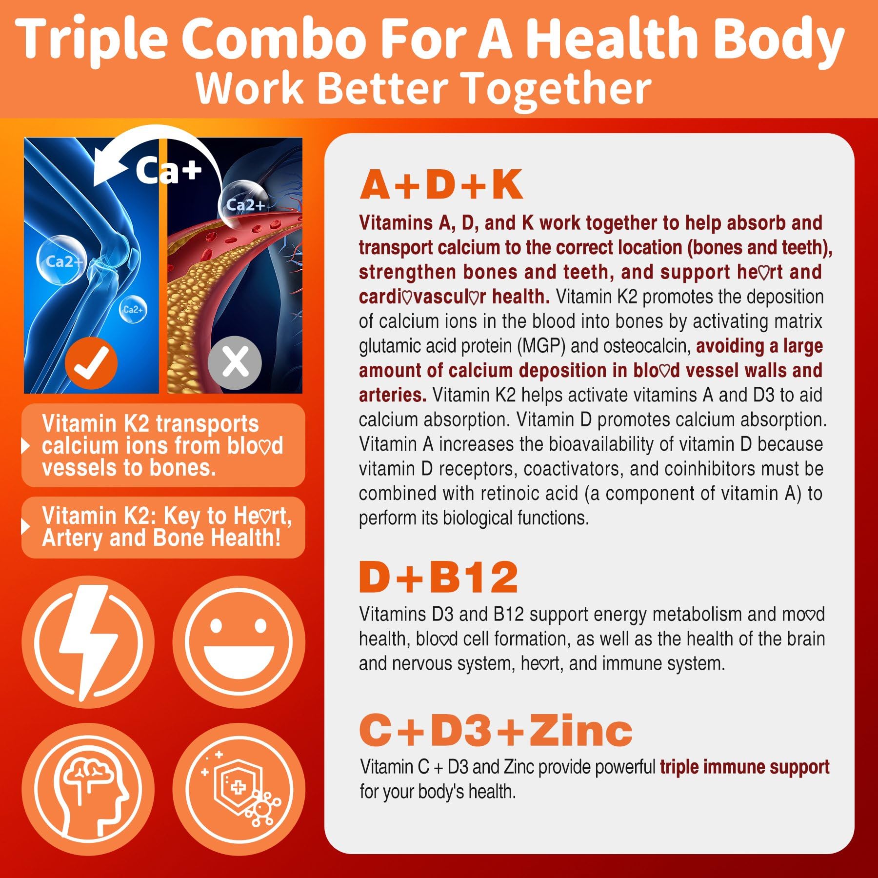 Sugar-Free ADK+Vitamin B12 Gummies - Vitamin D3 K2 10,000IU/ 5000IU, B12 5000mcg 2500mcg, K2 (MK-7) 240mcg, Multivitamin Adults-Vitamin A,Vegan Vitamin D,Methyl B12,C,Zinc-Eye,Bone,Energy,Nerve,Immune - PrimeBioHealth - canada supplements