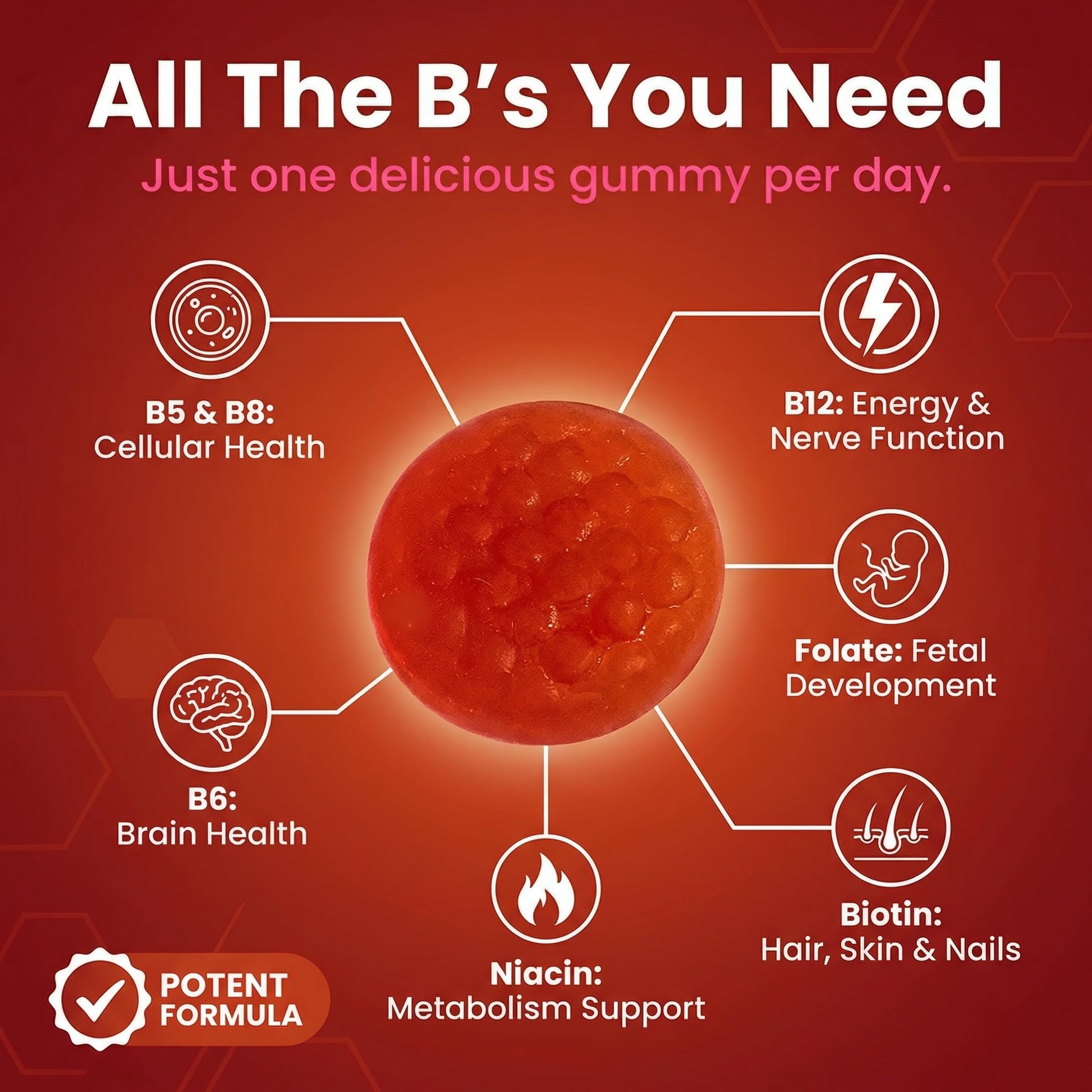 Sugar Free Vitamin B Complex Gummies - Vitamin B12, B7, B6, B3 (Niacin), B5, B8, B9 (Folate)- Third Party Tested- Prenatal, Vegan Diet, Older Adults - PrimeBioHealth - canada supplements