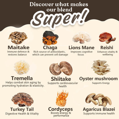 Suiyilary 10 Mushroom Coffee with Arabica w, Lion's Mane, Reishi, Mushroom Polysaccharides & More, Instant Mushrooms Powder for Focus, Immunity Boost, - PrimeBioHealth - canada supplements