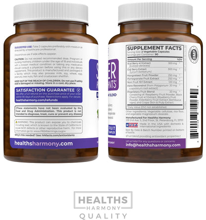 Super Antioxidants Supplement for Women & Men - High Potency Herbal & Fruit Blend with Acai, Goji, Pomegranate, Elderberry & Resveratrol for Skin Care & Immune Support - Vegan & Non-GMO - 60 Capsules - PrimeBioHealth - canada supplements