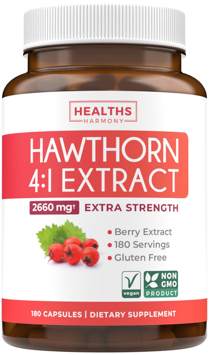 Super Potent Hawthorn Berry Extract Capsules - Hawthorn Berry Supplement Made from Extra Strength Concentrate to Support Heart and Digestive Health - Vegan Non-GMO & Gluten Free (4 Month Supply) - PrimeBioHealth - canada supplements