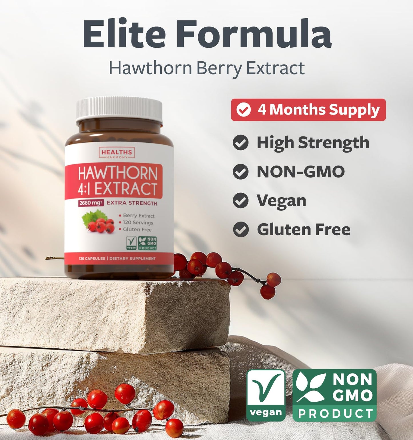 Super Potent Hawthorn Berry Extract Capsules - Hawthorn Berry Supplement Made from Extra Strength Concentrate to Support Heart and Digestive Health - Vegan Non-GMO & Gluten Free (4 Month Supply) - PrimeBioHealth - canada supplements