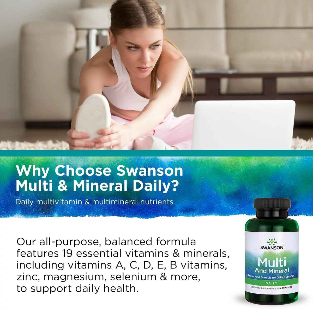 Swanson Multi and Mineral Daily Men's Women's Multivitamin Multimineral Health Supplement 250 Capsules (Caps)