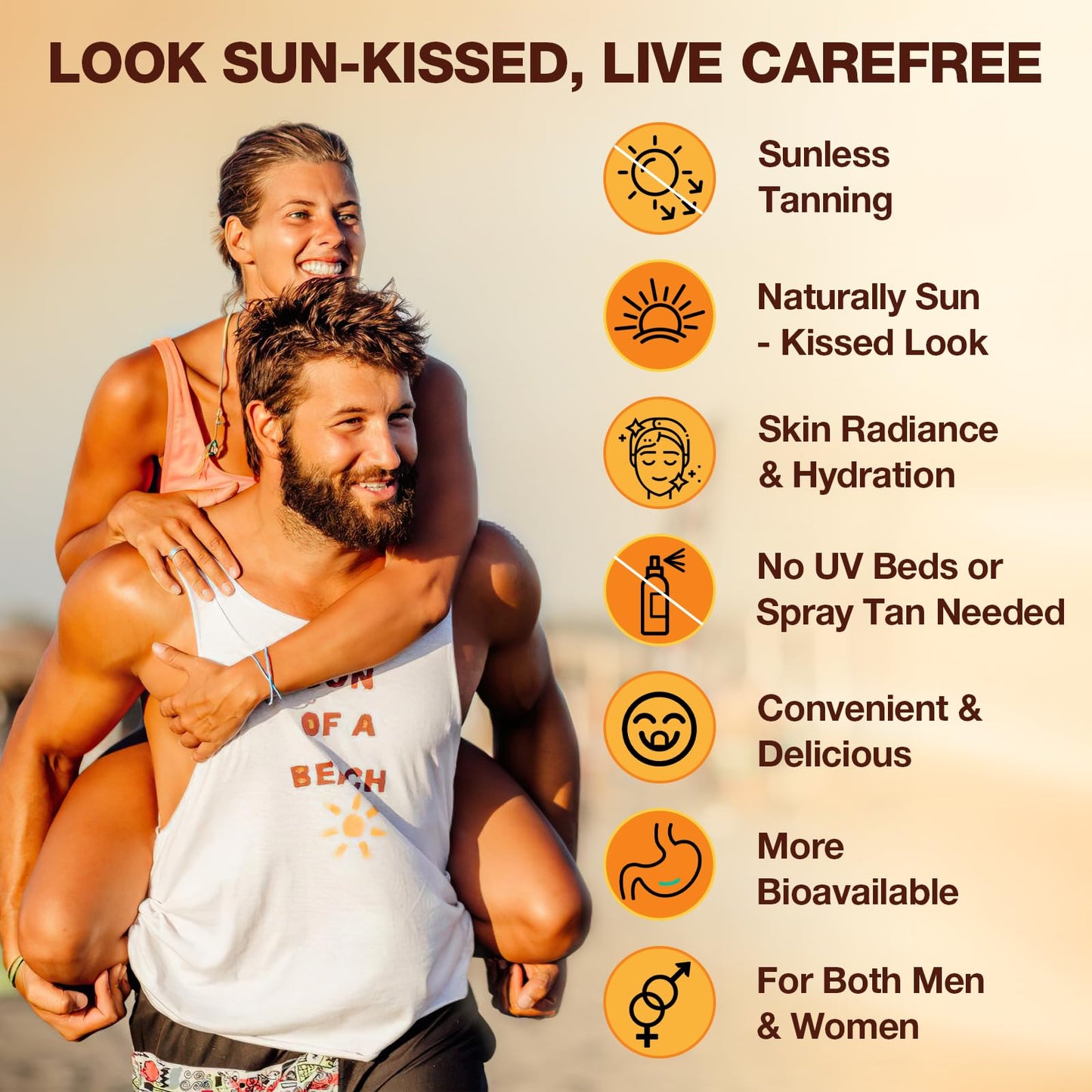 Tanning Gummies with Astaxanthin for Women and Men | Sunless Tanning Supplement with Beta Carotene, Lycopene, Collagen & Vitamins | Skin Radiance & Hydration | Vegan & Sugar Free - 60 Count - PrimeBioHealth - canada supplements