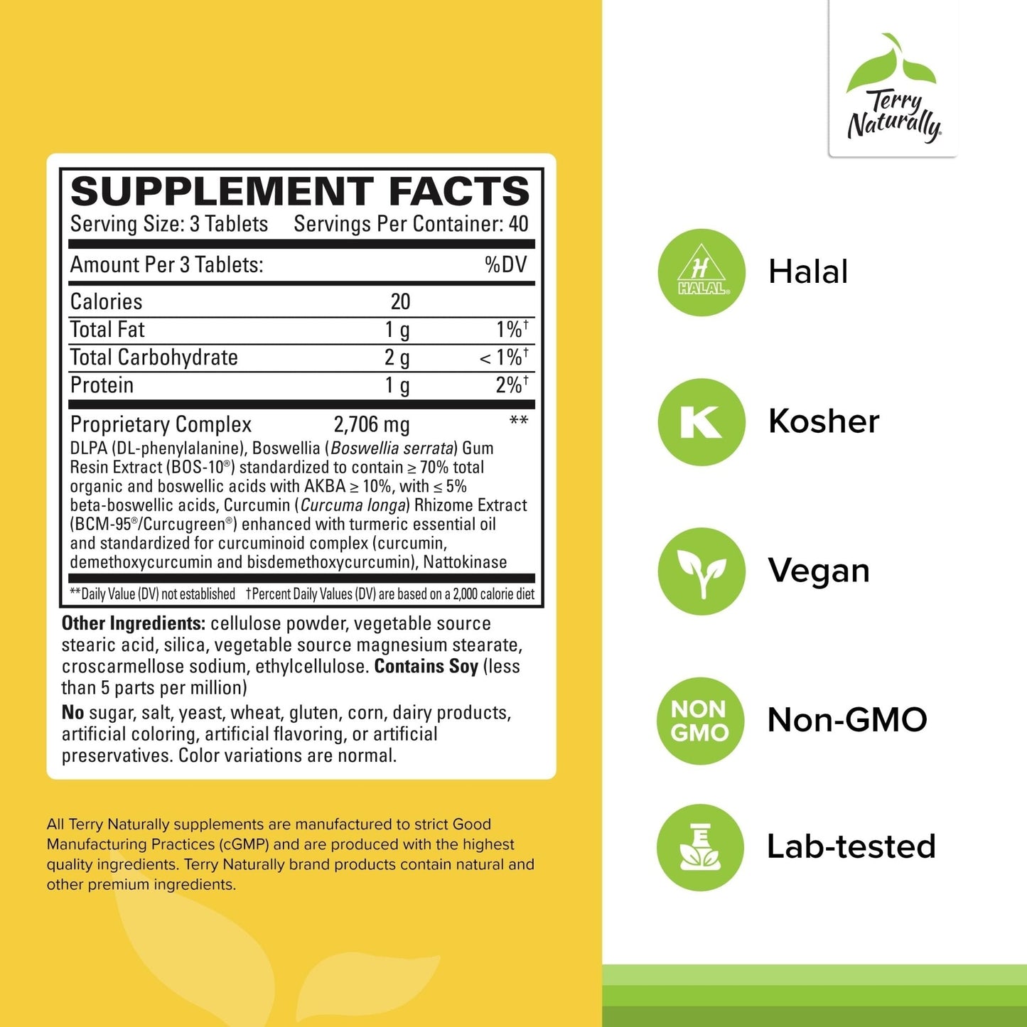 Terry Naturally Curamin Extra Strength - 120 Vegan Tablets - Non-Addictive Pain Relief Supplement with Curcumin from Turmeric - PrimeBioHealth - canada supplements
