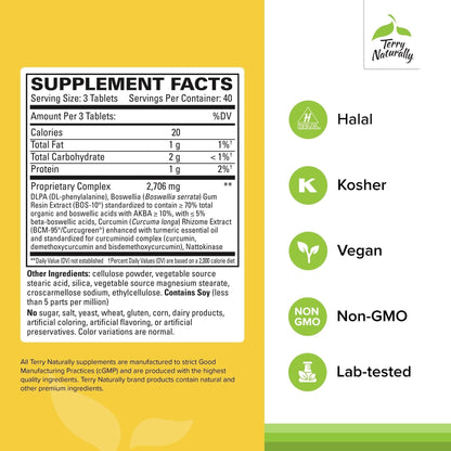Terry Naturally Curamin Extra Strength - 120 Vegan Tablets - Non-Addictive Pain Relief Supplement with Curcumin from Turmeric - PrimeBioHealth - canada supplements