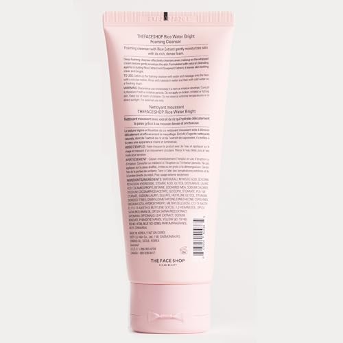 The Face Shop Rice Water Bright Foaming Facial Cleanser with Ceramide, Gentle Face Wash for Hydrating & Moisturizing, - PrimeBioHealth - canada supplements