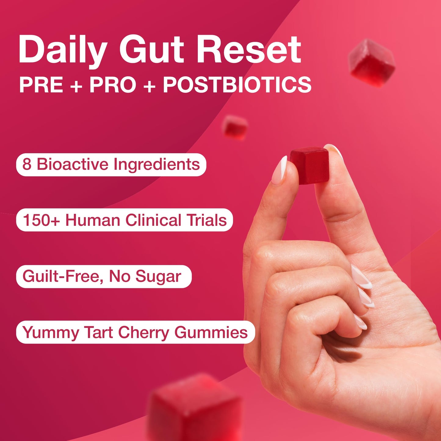 The Gut Gummy, 360° Daily Gut Reset, Full-Spectrum Tribiotic for Women & Men, Prebiotics Probiotics Postbiotics for Bloating, Belly Fat, Skin & Immune Support, Sugar Free Tart Cherry Gummies, 60 Count - PrimeBioHealth - canada supplements