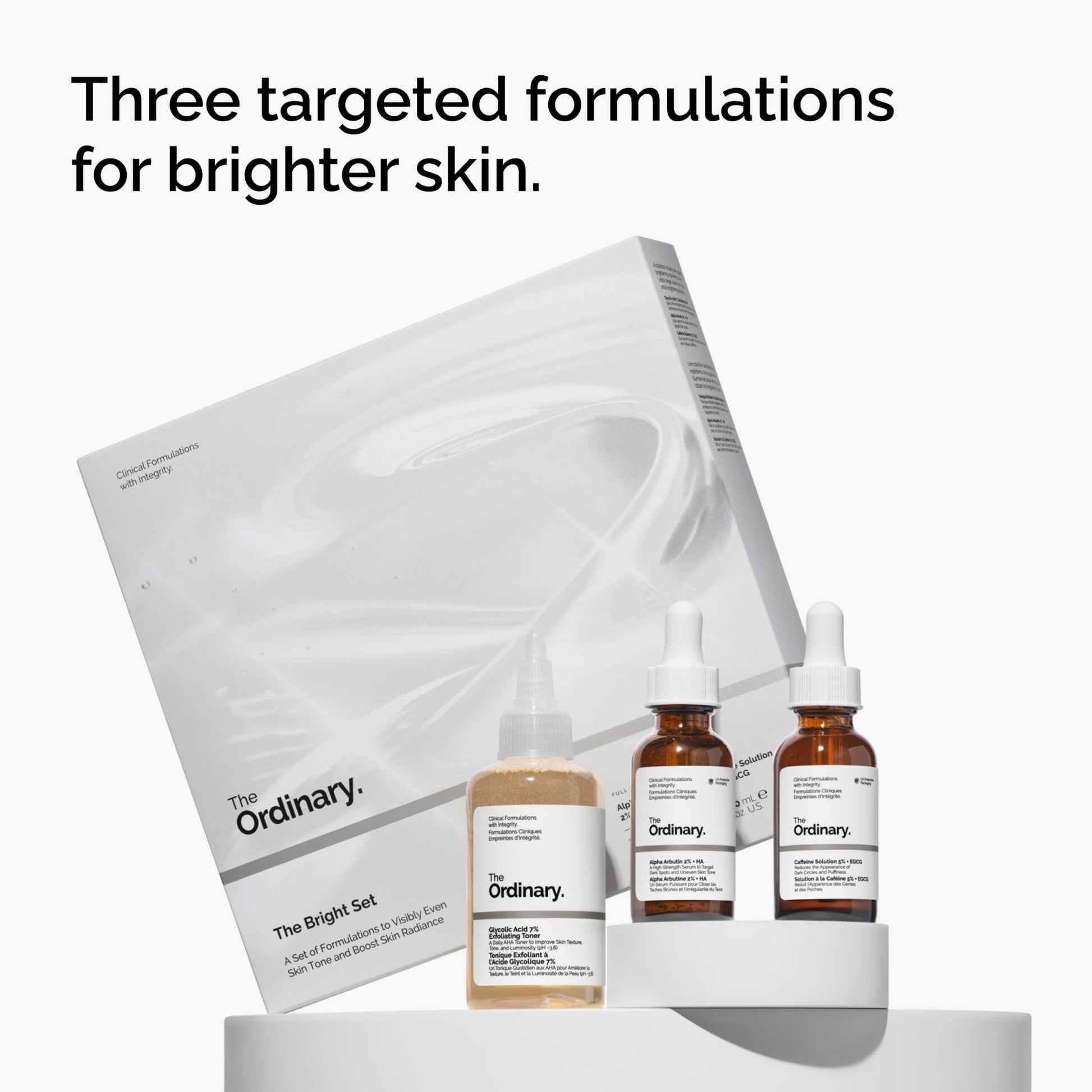 The Ordinary The Bright Set, 3-Step Regimen for Radiant, Even Skin Tone with Glycolic Acid 7% Exfoliating Toner - PrimeBioHealth - canada supplements