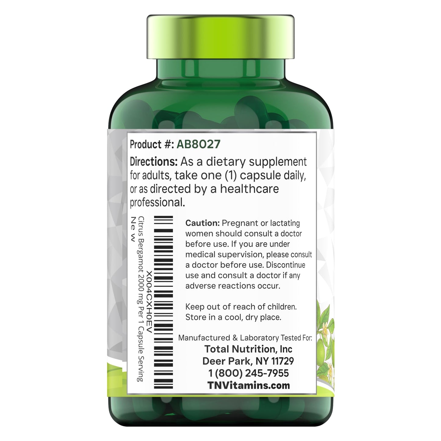 tnvitamins Citrus Bergamot 2000mg - 180 Capsules | Ultra Potent Citrus Bergamot Supplement 2000 mg Per 1 Capsule Serving - PrimeBioHealth - canada supplements