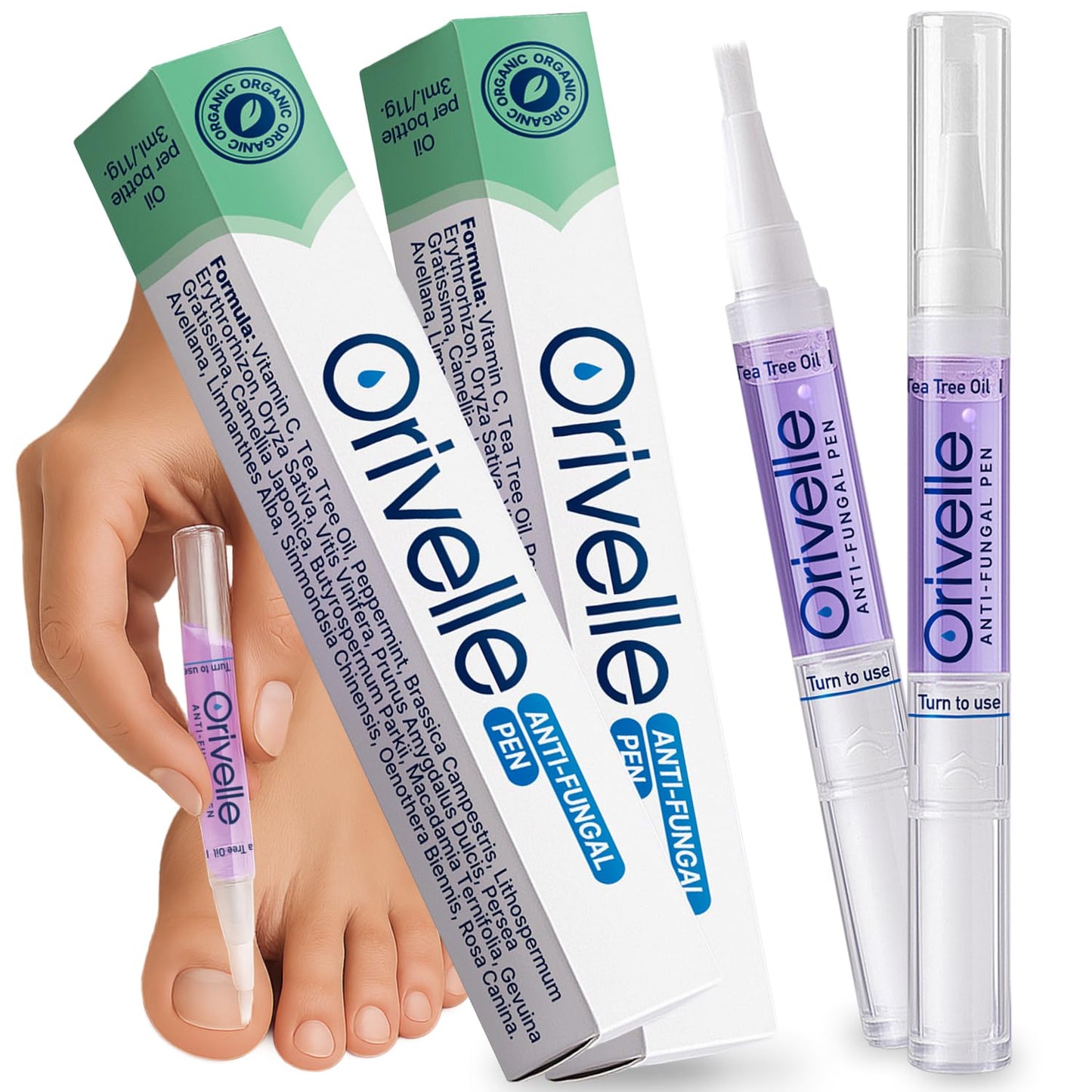 Toenail Care Pen - Extra Strength Toe Nail Remedy - Professional Nail Solution for Fingernail with Tea Tree Oil (Pack of 4) - PrimeBioHealth - canada supplements
