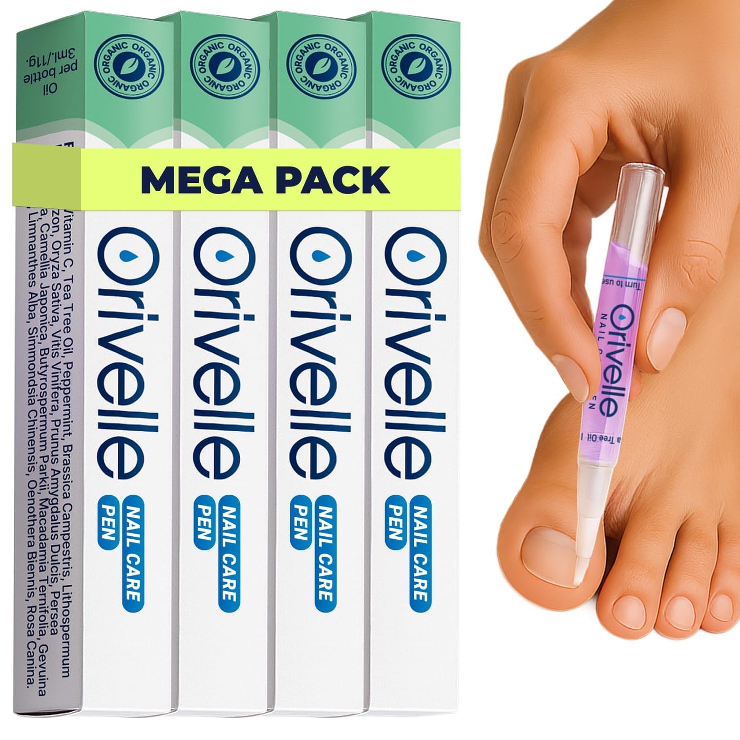 Toenail Care Pen - Extra Strength Toe Nail Remedy - Professional Nail Solution for Fingernail with Tea Tree Oil (Pack of 4) - PrimeBioHealth - canada supplements