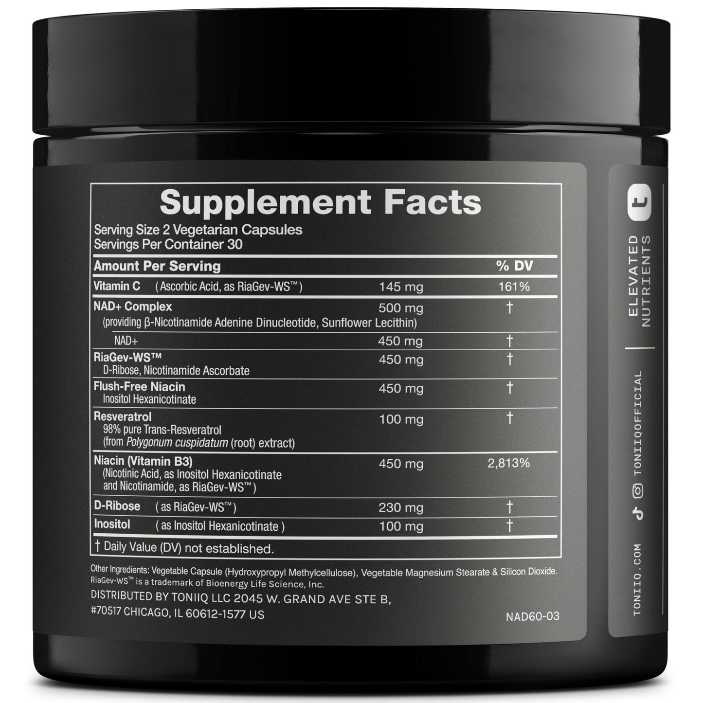 Toniiq Liposomal NAD+ and Resveratrol Supplement - 1500mg Ultra High Strength NAD Supplement - Clinically Studied Ingredients with Patented RiaGev-WS - PrimeBioHealth - canada supplements
