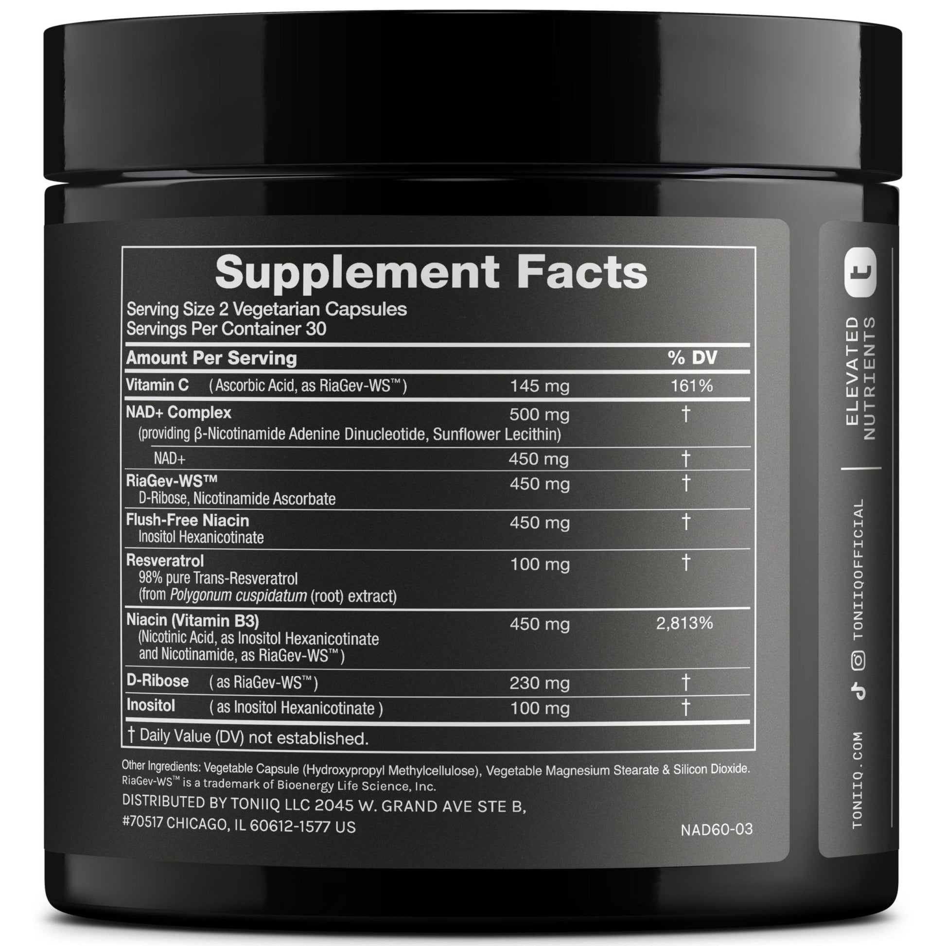 Toniiq Liposomal NAD+ and Resveratrol Supplement - 1500mg Ultra High Strength NAD Supplement - Clinically Studied Ingredients with Patented RiaGev-WS - PrimeBioHealth - canada supplements