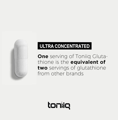 Toniiq Ultra High Strength Glutathione Capsules - 1000mg Concentrated Formula - 98%+ Highly Purified and Bioavailable - Non-GMO Fermentation - PrimeBioHealth - canada supplements