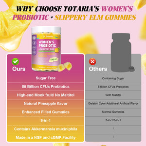 Totaria Sugar Free Probiotics for Women, Feminine Balance Gummies, 50 Billion CFU Vaginal Probiotic Prebiotic w/Slippery Elm, Cranberry, for Vaginal, Urinary Tract - PrimeBioHealth - canada supplements