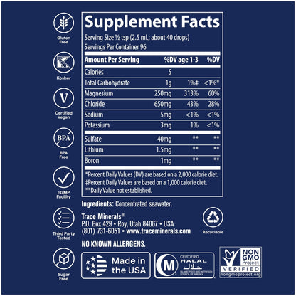 Trace Minerals ConcenTrace Trace Mineral Drops | Supports Energy, Digestion, Bone Health & Hydration, 70+ Ionic Trace Minerals w/Magnesium - PrimeBioHealth - canada supplements