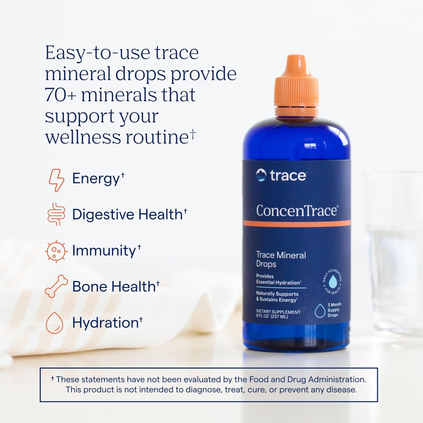 Trace Minerals ConcenTrace Trace Mineral Drops | Supports Energy, Digestion, Bone Health & Hydration, 70+ Ionic Trace Minerals w/Magnesium - PrimeBioHealth - canada supplements