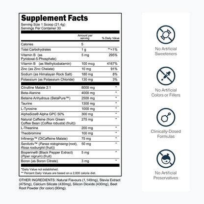 Transparent Labs Bulk Black Pre Workout - Clinically Dosed, Sugar Free Preworkout for Men and Women with Beta Alanine Powder, Citrulline Malate - PrimeBioHealth - canada supplements