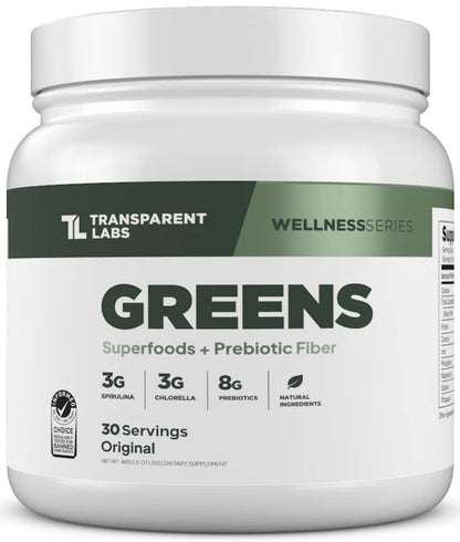 Transparent Labs Prebiotic Greens - Superfood Powder & Antioxidants Supplement with Organic Spirulina, Chloerra, Acacia, & Green Banana Powder - 30 Servings, Unflavored - PrimeBioHealth - canada supplements