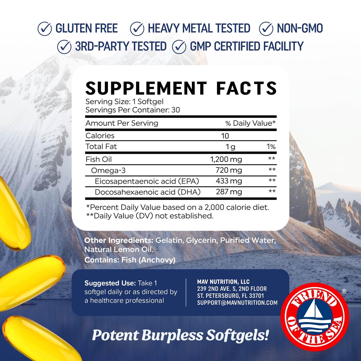 Triple Strength Omega 3 Fish Oil 1200 mg | EPA & DHA | Wild Caught, Sustainably Sourced Omega-3 Fatty Acids | Premium Burpless Fish Oil Supplements - PrimeBioHealth - canada supplements