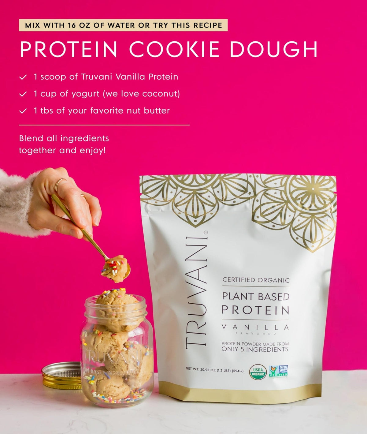 Truvani Organic Plant Based Protein Powder | Vanilla | 20g Pea Protein | 18 Servings | Vegan & Keto | Gluten & Dairy Free | Low Carb | No Added Sugar - PrimeBioHealth - canada supplements