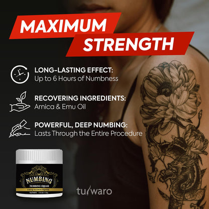 tuiwaro Numbing Cream Extra Strength: Relief Long Lasting & Fast-Absorbing with Emu Oil and Arnica — Non-Greasy 50 mL - PrimeBioHealth - canada supplements