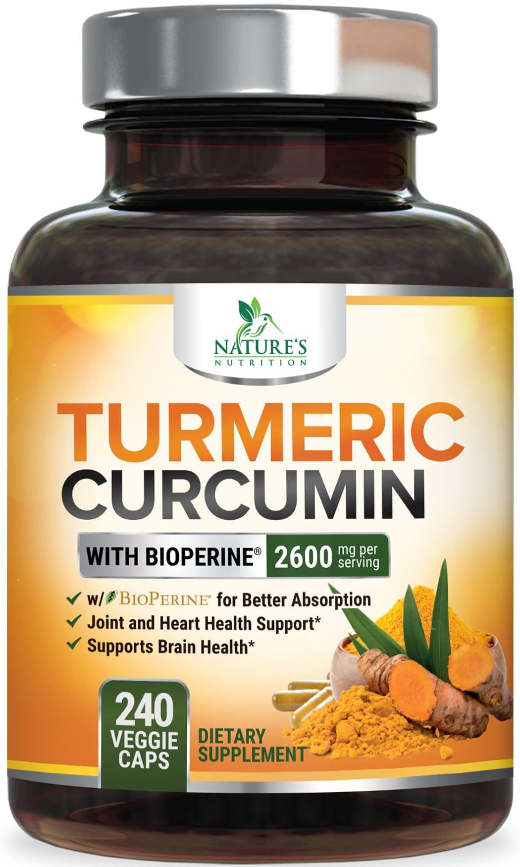 Turmeric Curcumin Supplement - 2400mg Organic Turmeric Per Serving - 95% Curcuminoids & BioPerine Black Pepper Extract for Best Absorption - Natural Vegan Joint Support - PrimeBioHealth - canada supplements