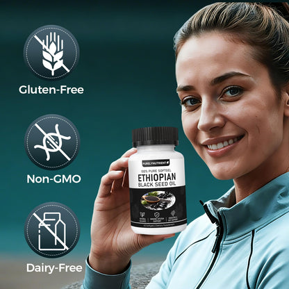 TUVAAZ PURELYNUTRIENT Ethiopian Black Seed Oil Capsules with 4.64% Thymoquinone, Immune Support & Digestion & Energy Booster - PrimeBioHealth - canada supplements