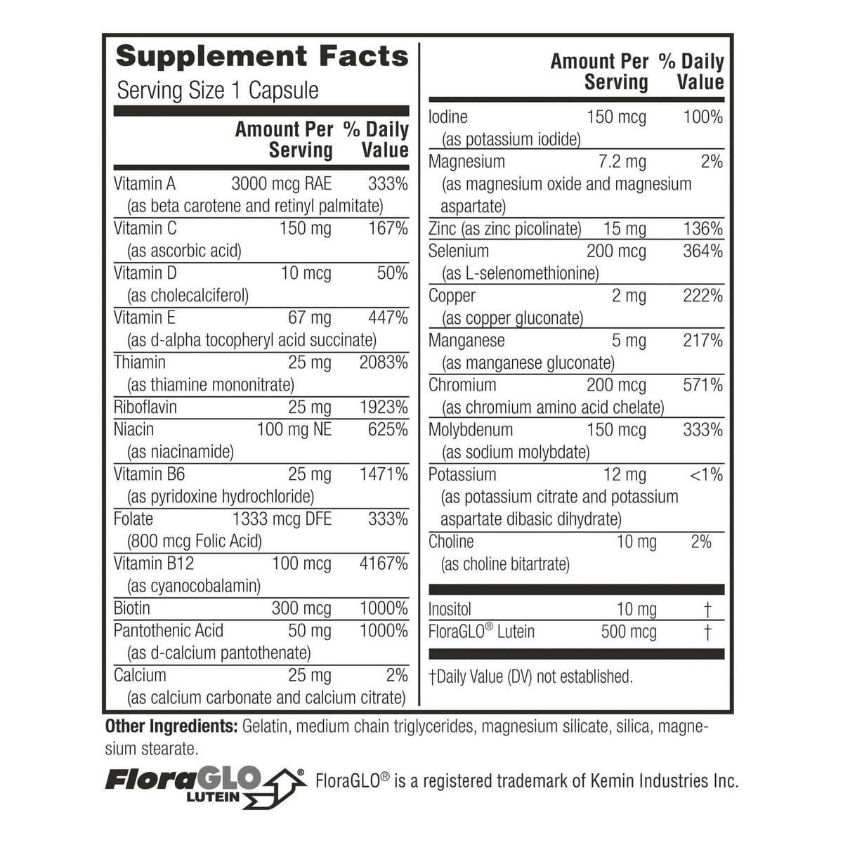 Twinlab Daily One Caps Without Iron - Nutritional Supplement with Zinc, B Vitamins, Magnesium, and More - 180 Capsules