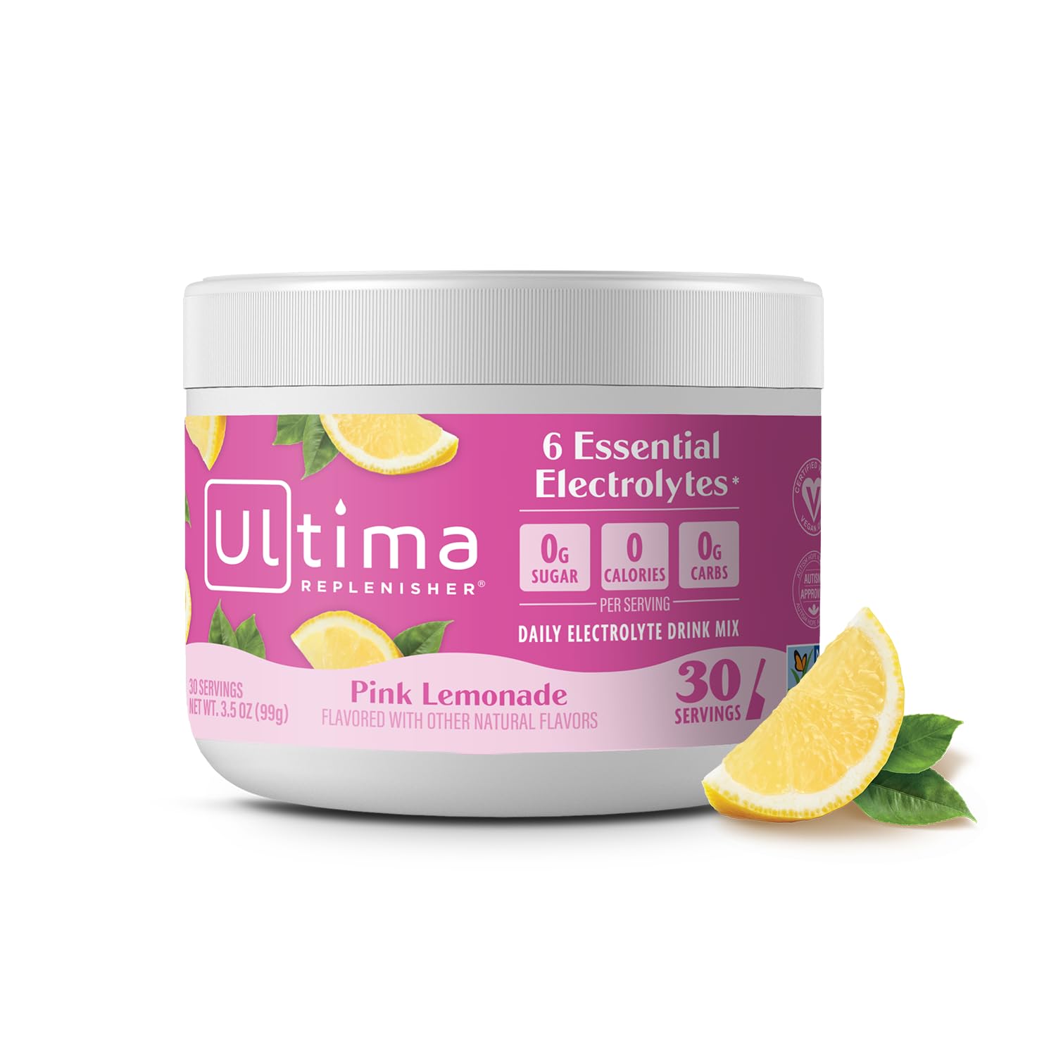 Ultima Replenisher Daily Electrolyte Powder Drink Mix – Pink Lemonade, 30 Servings Canister – Zero Sugar Hydration Powder with 6 Electrolytes & Minerals - PrimeBioHealth - canada supplements