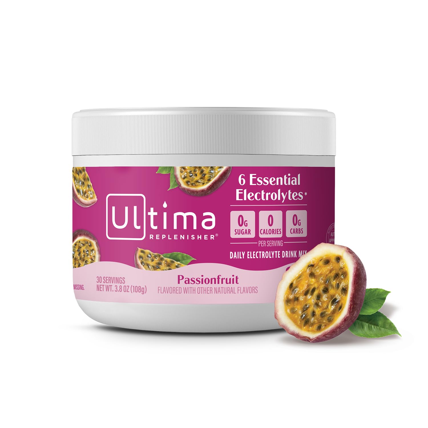 Ultima Replenisher Daily Electrolyte Powder Drink Mix – Sugar Free – Passionfruit, 30 Servings – Hydration Powder with 6 Key Electrolytes - PrimeBioHealth - canada supplements