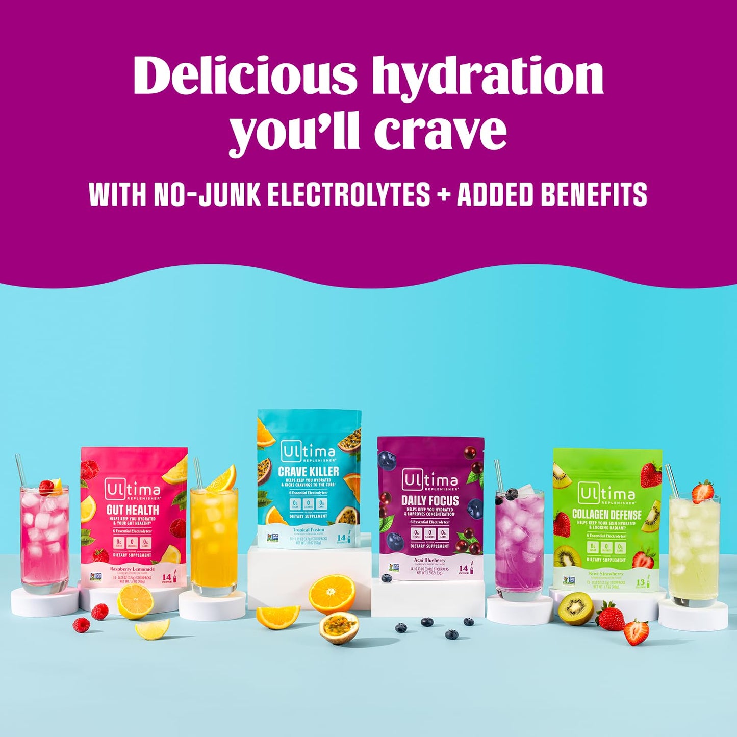 Ultima Replenisher Gut Health Supplement and Electrolytes Powder - Raspberry Lemonade, 14 Stickpacks - PrimeBioHealth - canada supplements