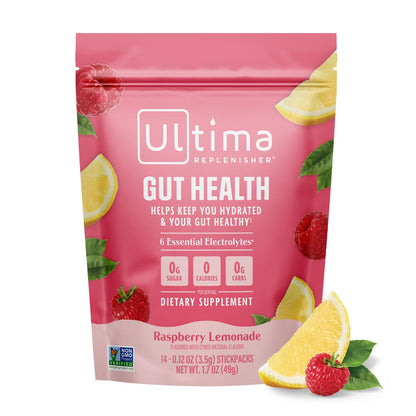 Ultima Replenisher Gut Health Supplement and Electrolytes Powder - Raspberry Lemonade, 14 Stickpacks - PrimeBioHealth - canada supplements
