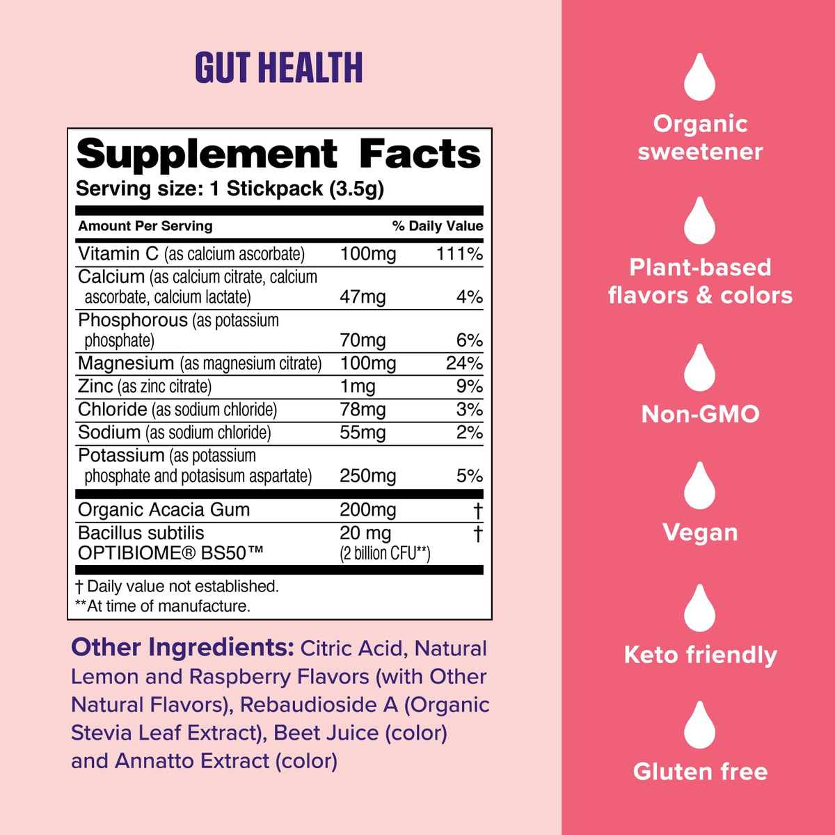 Ultima Replenisher Gut Health Supplement and Electrolytes Powder - Raspberry Lemonade, 14 Stickpacks - PrimeBioHealth - canada supplements
