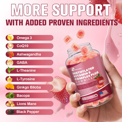 Ultra Methylated Vitamin B Complex Sugar Free Gummies - All B Vitamins + Vitamin C D3 K2 Ashwagandha Magnesium Omega 3 CoQ10 for Women Men - Methyl Vitamin B12 - PrimeBioHealth - canada supplements