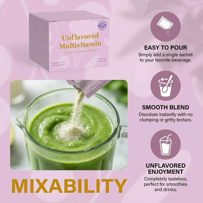 Unflavored Vitamin Powder, Multivitamin Powder Supplement with 19 Vitamins & Minerals + 15 Fruit & Veggie Blend, Supports Healthy Growth