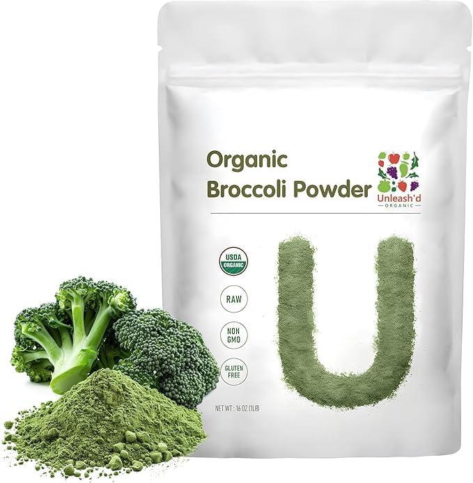 Unleash’d Organic Broccoli Powder 16 oz – 100% Pure Organic Superfood, Raw, Vegan, Non-GMO, Fiber & Vitamin-Rich - PrimeBioHealth - canada supplements