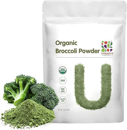 Unleash’d Organic Broccoli Powder 16 oz – 100% Pure Organic Superfood, Raw, Vegan, Non-GMO, Fiber & Vitamin-Rich - PrimeBioHealth - canada supplements