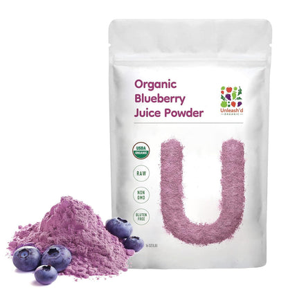 UNLEASH'D ORGANIC Organic Blueberry Juice Powder 16 oz – 100% Pure Natural Superfood, Rich in Antioxidants & Vitamins - PrimeBioHealth - canada supplements