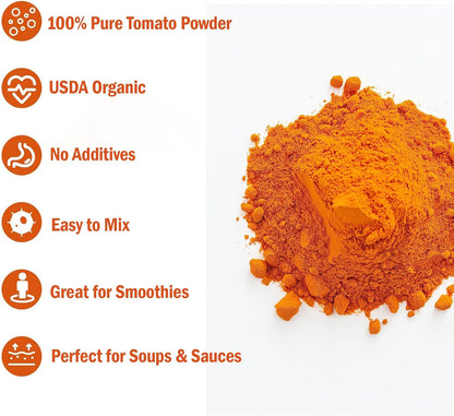 UNLEASH'D ORGANIC Organic Tomato Powder 16oz – 100% Pure Tomato Powder, USDA Organic, No Additives, for Smoothies, Soups, Sauces, Salads & Cooking - PrimeBioHealth - canada supplements