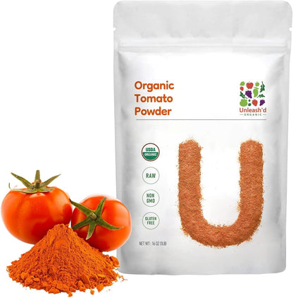 UNLEASH'D ORGANIC Organic Tomato Powder 16oz – 100% Pure Tomato Powder, USDA Organic, No Additives, for Smoothies, Soups, Sauces, Salads & Cooking - PrimeBioHealth - canada supplements