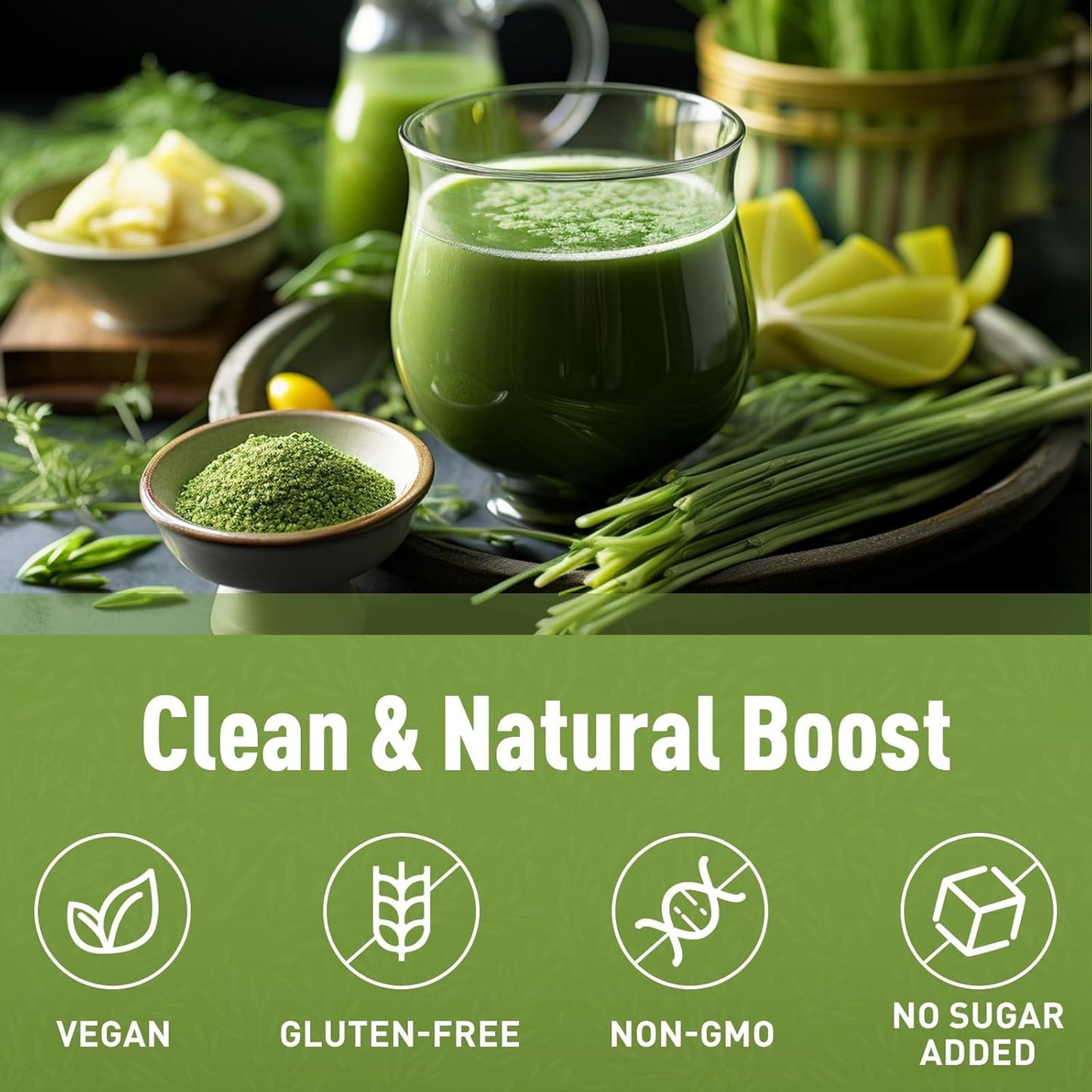 Unleash’d Organic Wheatgrass Powder 16 oz – 100% Pure Superfood, Rich in Vitamins, Fiber & Minerals for Immune Support & Wellness - PrimeBioHealth - canada supplements