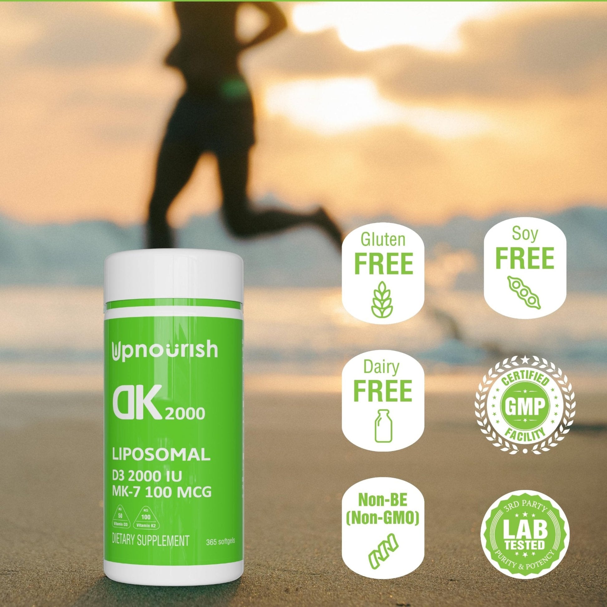 UpNourish Liposomal D3 K2 MK-7 – 365 Mini softgels with Organic Coconut Oil - 5000 IU 125 mcg Vitamin D3 and 100 mcg Vitamin k2 for Optimal Bone and Immune Health - PrimeBioHealth - canada supplements
