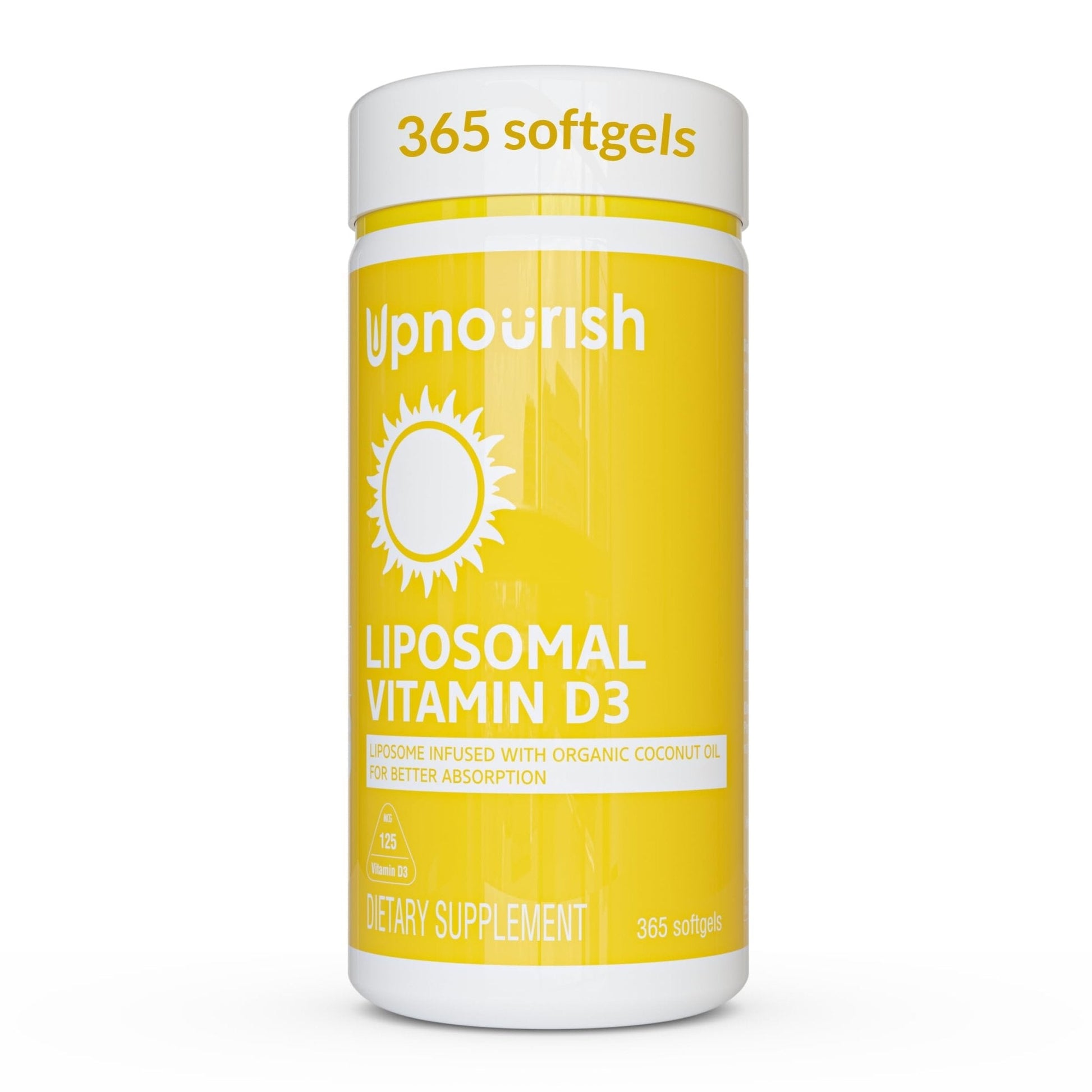 UpNourish Liposomal D3 K2 MK-7 – 365 Mini softgels with Organic Coconut Oil - 5000 IU 125 mcg Vitamin D3 and 100 mcg Vitamin k2 for Optimal Bone and Immune Health - PrimeBioHealth - canada supplements