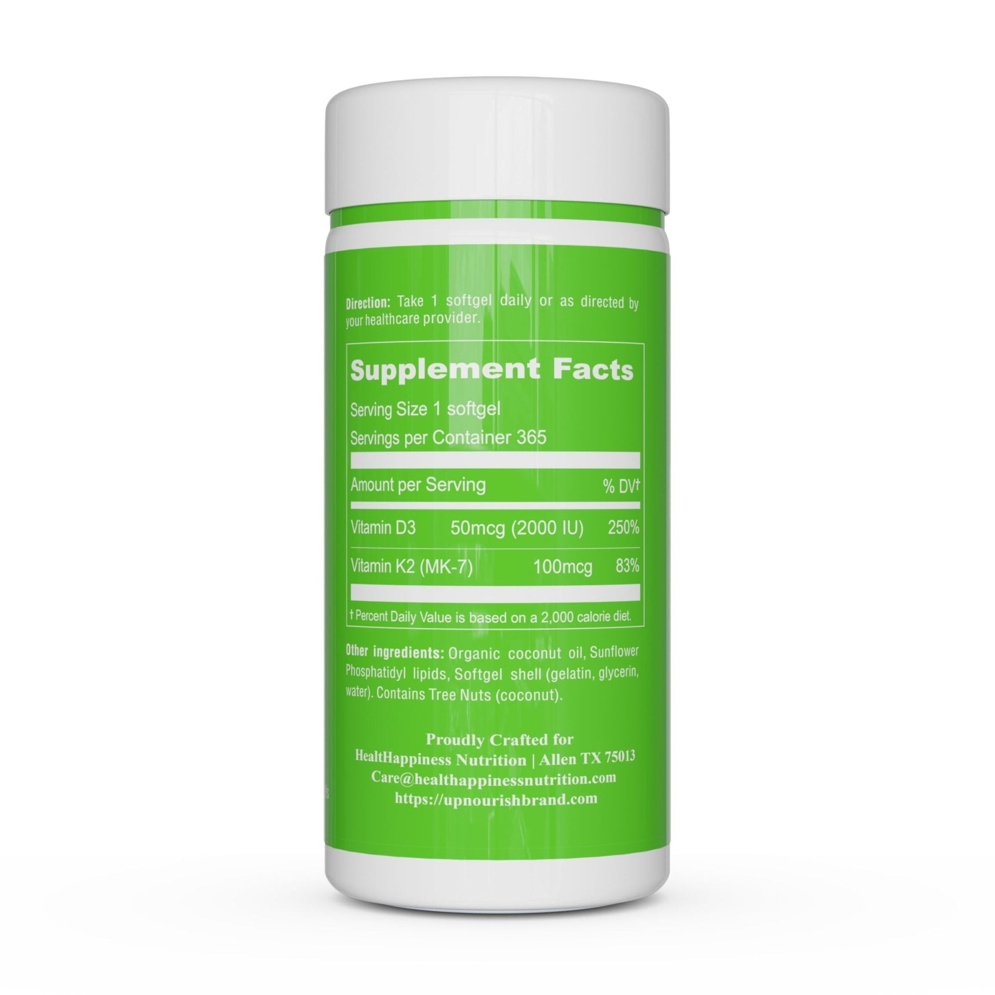 UpNourish Liposomal D3 K2 MK-7 – 365 Mini softgels with Organic Coconut Oil - 5000 IU 125 mcg Vitamin D3 and 100 mcg Vitamin k2 for Optimal Bone and Immune Health - PrimeBioHealth - canada supplements