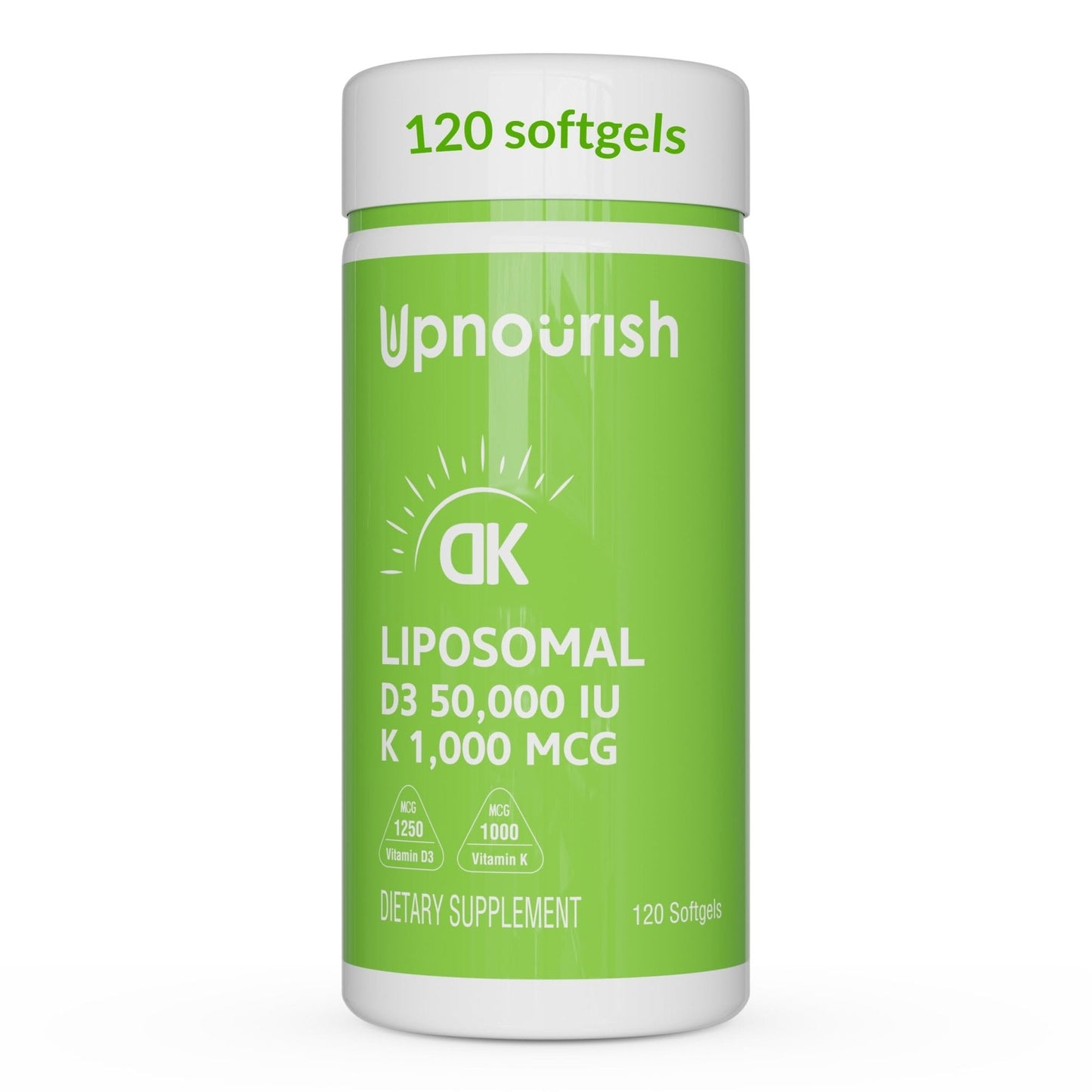 UpNourish Liposomal D3 K2 MK-7 – 365 Mini softgels with Organic Coconut Oil - 5000 IU 125 mcg Vitamin D3 and 100 mcg Vitamin k2 for Optimal Bone and Immune Health - PrimeBioHealth - canada supplements