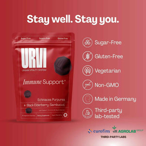 URVI® Immune Support Gummies - Vitamin C, D3 K2, E, Niacin, Zinc & Selenium with Elderberry & Echinacea